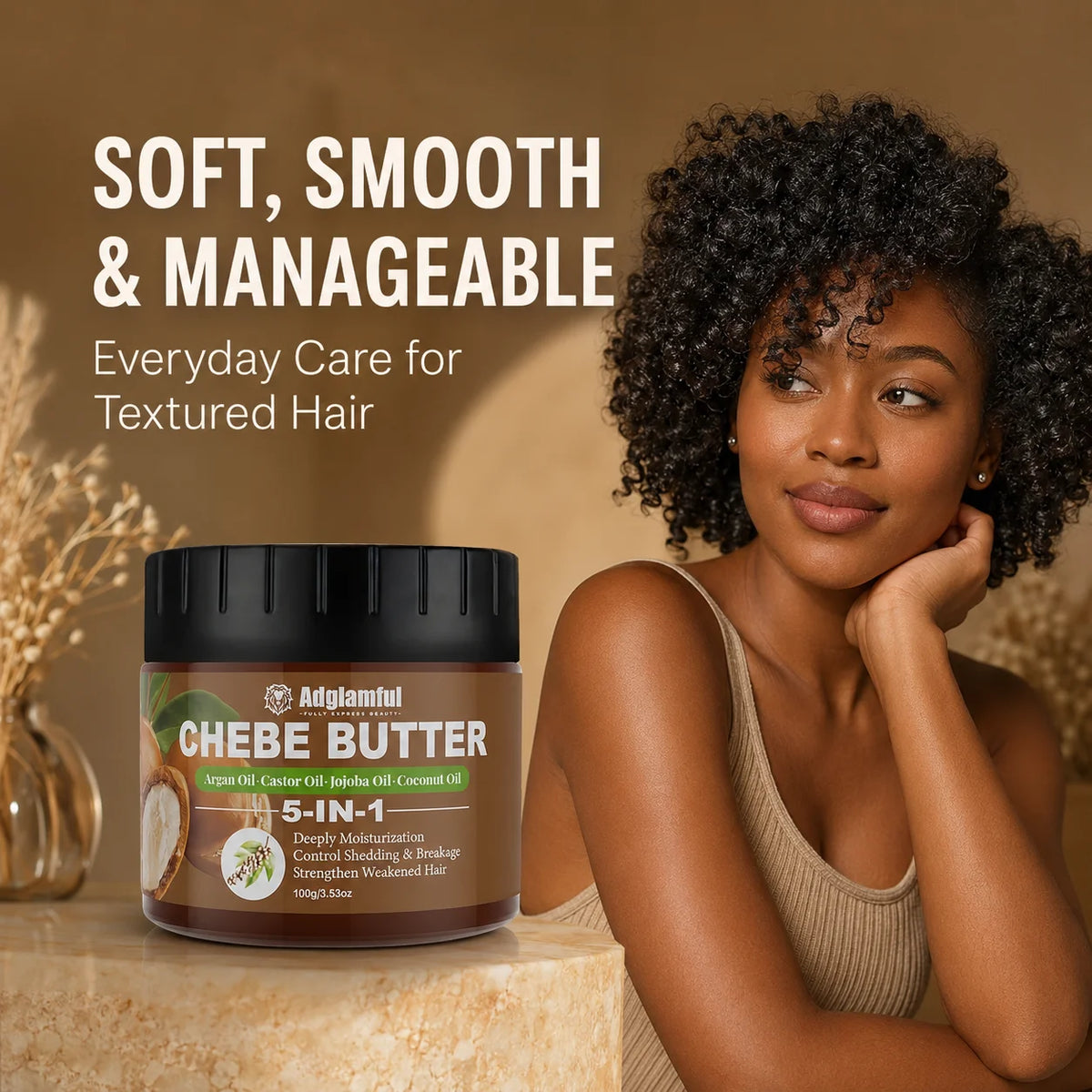 Chebe Hair Butter 100g – 5-in-1 Moisturizing Cream Argan & Coconut Hair Butter Cream SPOT