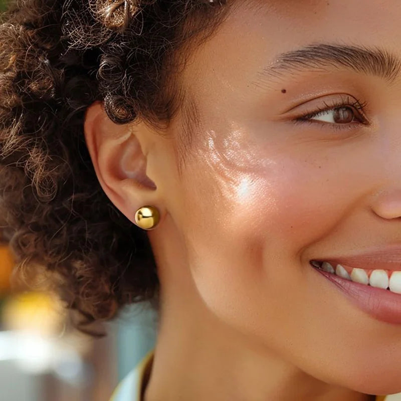 12mm Gold Ball Stud Earrings – Stainless Steel Women's Gift Stud Earrings SPOT Default Title