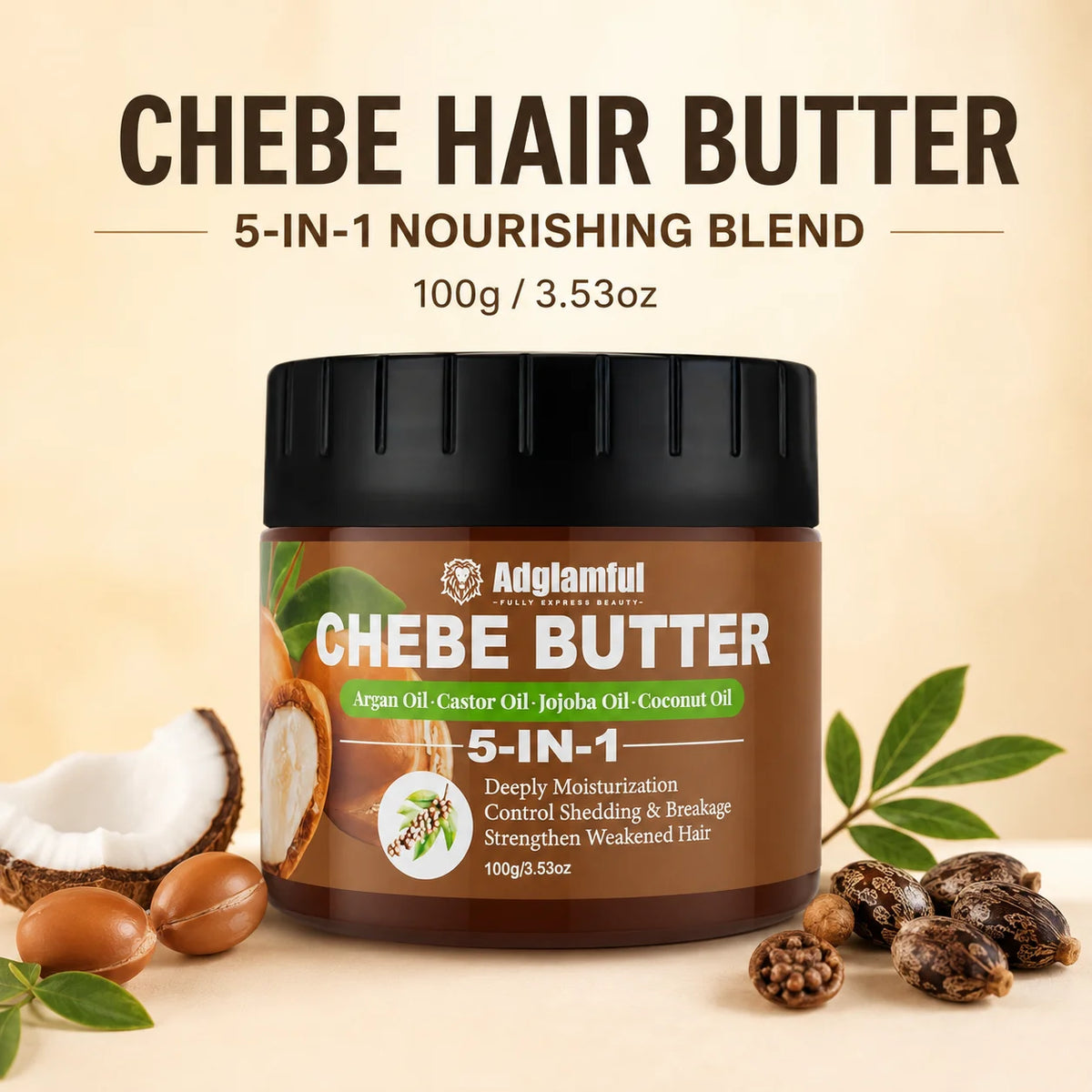 Chebe Hair Butter 100g – 5-in-1 Moisturizing Cream Argan & Coconut Hair Butter Cream SPOT Default Title