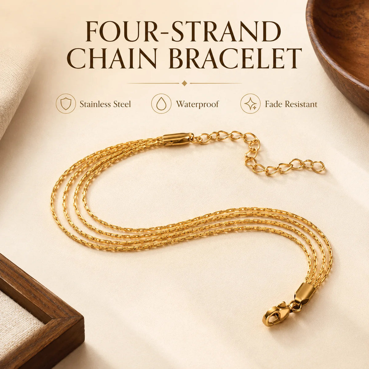 Meaeguet Multilayer Thin Link Gold Chain Bracelet for Women Chain Bracelet SPOT