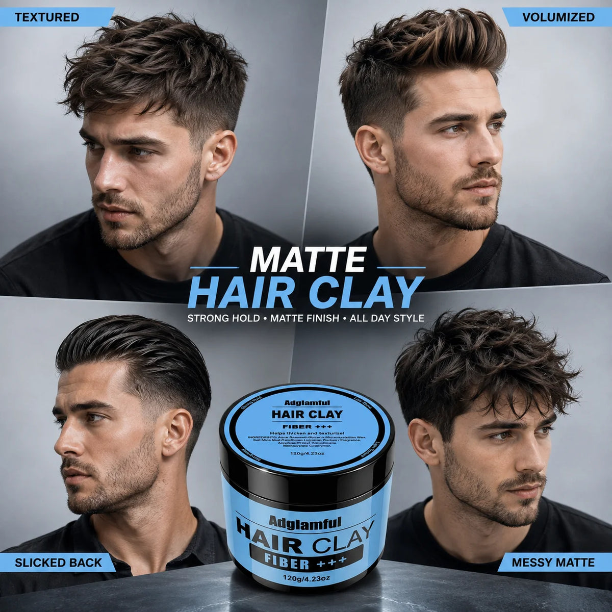 Adglamful Matte Hair Clay 120g – Strong Hold, Natural Finish Men's Hair Clay SPOT