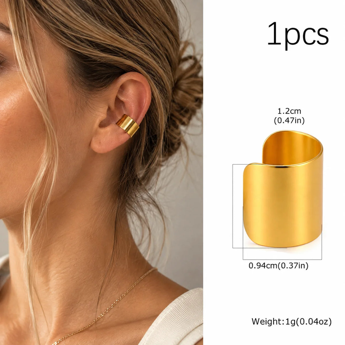 Thick Ear Cuff – Non-Piercing Clip-On Cartilage Earring Clip-On Ear Cuff SPOT EH-847G01-1