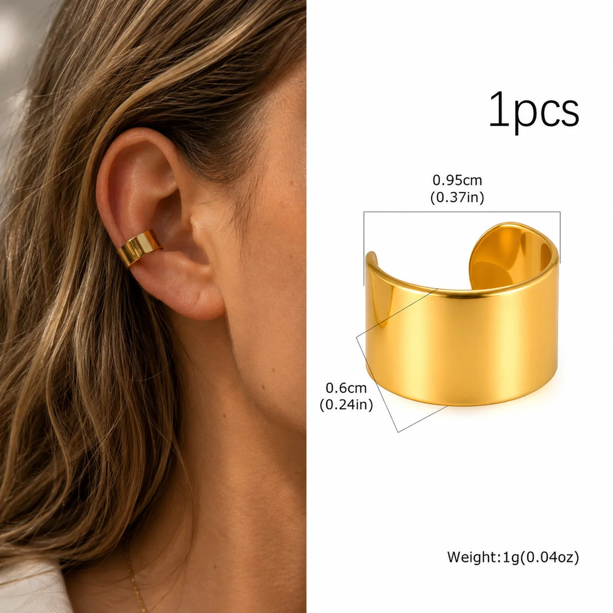 Thick Ear Cuff – Non-Piercing Clip-On Cartilage Earring Clip-On Ear Cuff SPOT EC-033G01-1
