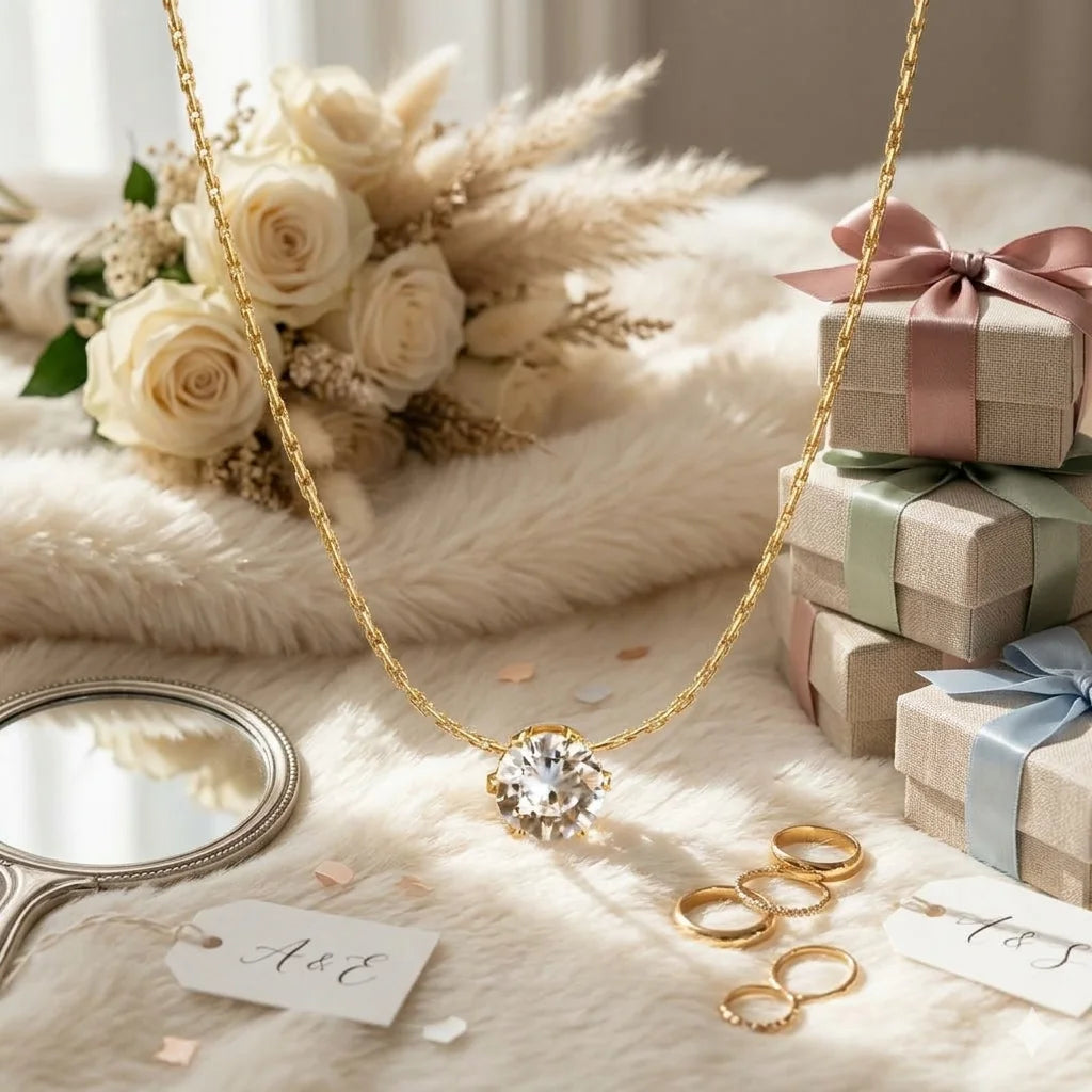 Minimalist Solitaire Zircon Choker Necklace | 18K Gold Plated Pendant Choker Necklace SPOT