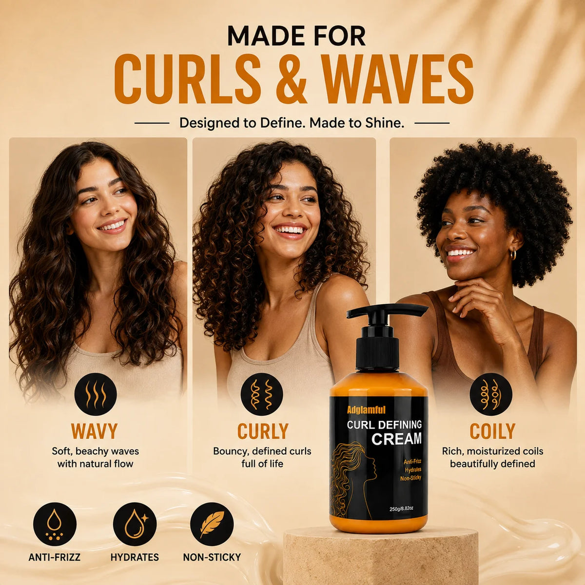 Adglamful Curl Defining Cream 250g – Anti-Frizz Curl Styler Curl Defining Cream SPOT
