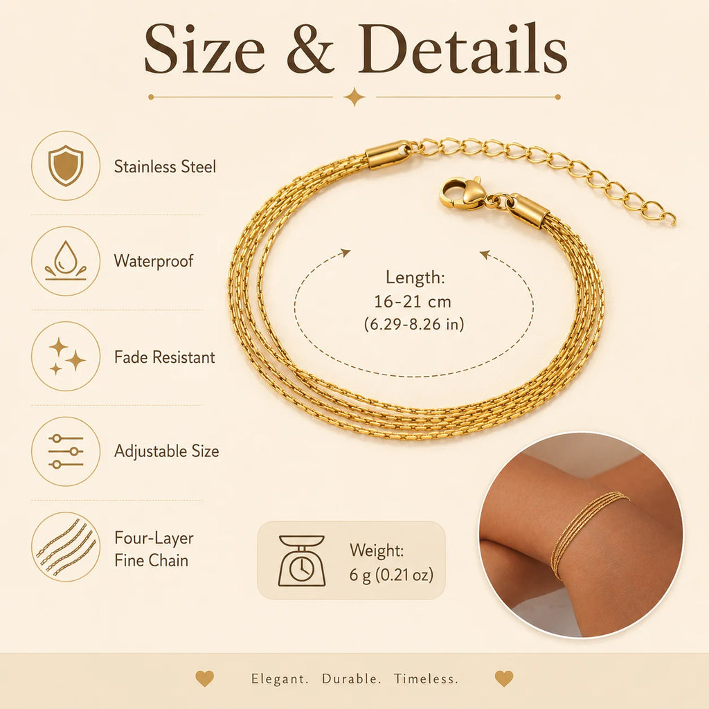Meaeguet Multilayer Thin Link Gold Chain Bracelet for Women Chain Bracelet SPOT