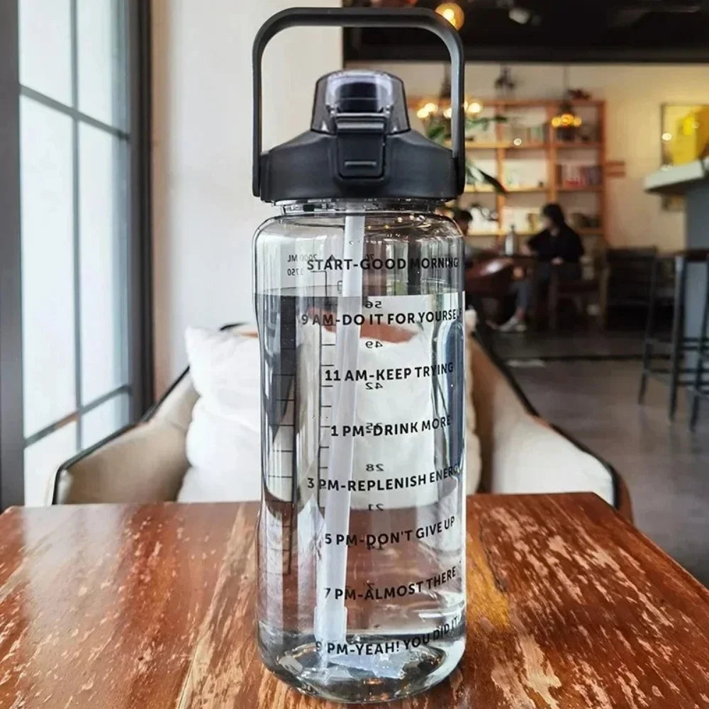 2L Water Bottle with Straw & Time Marker – BPA-Free Tritan Sports Water Bottle SPOT