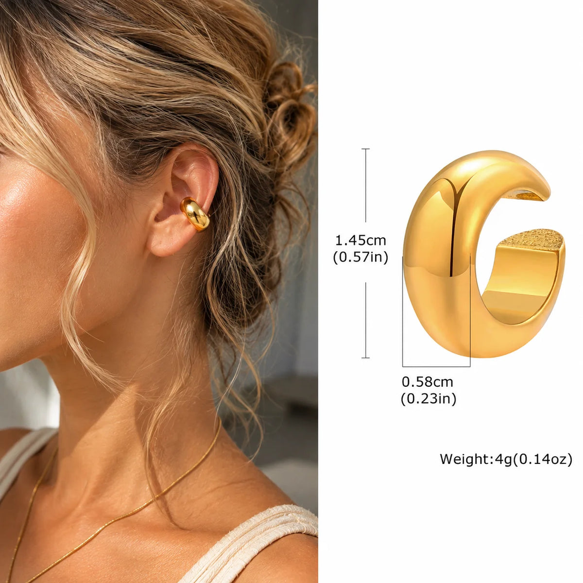 Thick Ear Cuff – Non-Piercing Clip-On Cartilage Earring Clip-On Ear Cuff SPOT EH-735G01-1