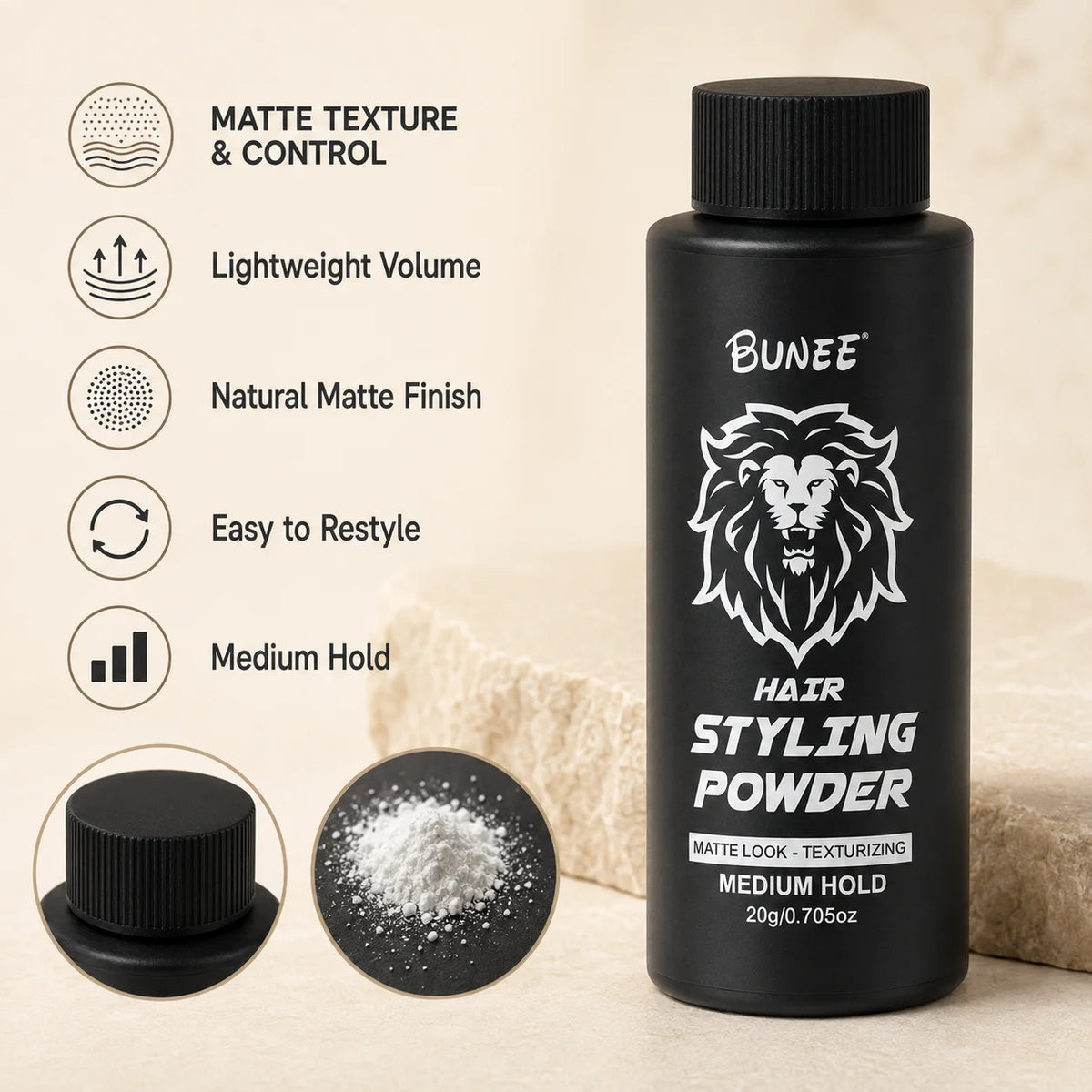 BUNEE Hair Styling Powder 20g – Volume & Matte Texture Hair Styling Powder SPOT