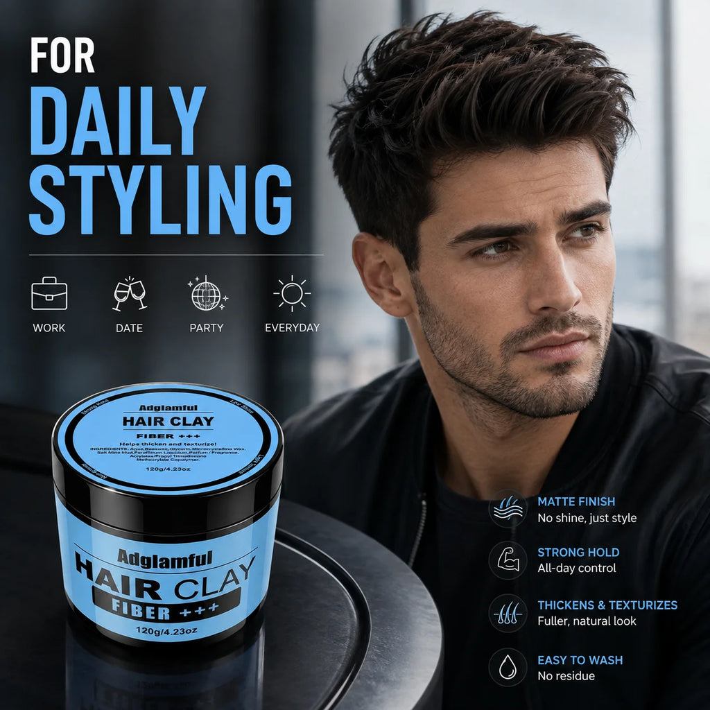 Adglamful Matte Hair Clay 120g – Strong Hold, Natural Finish Men's Hair Clay SPOT