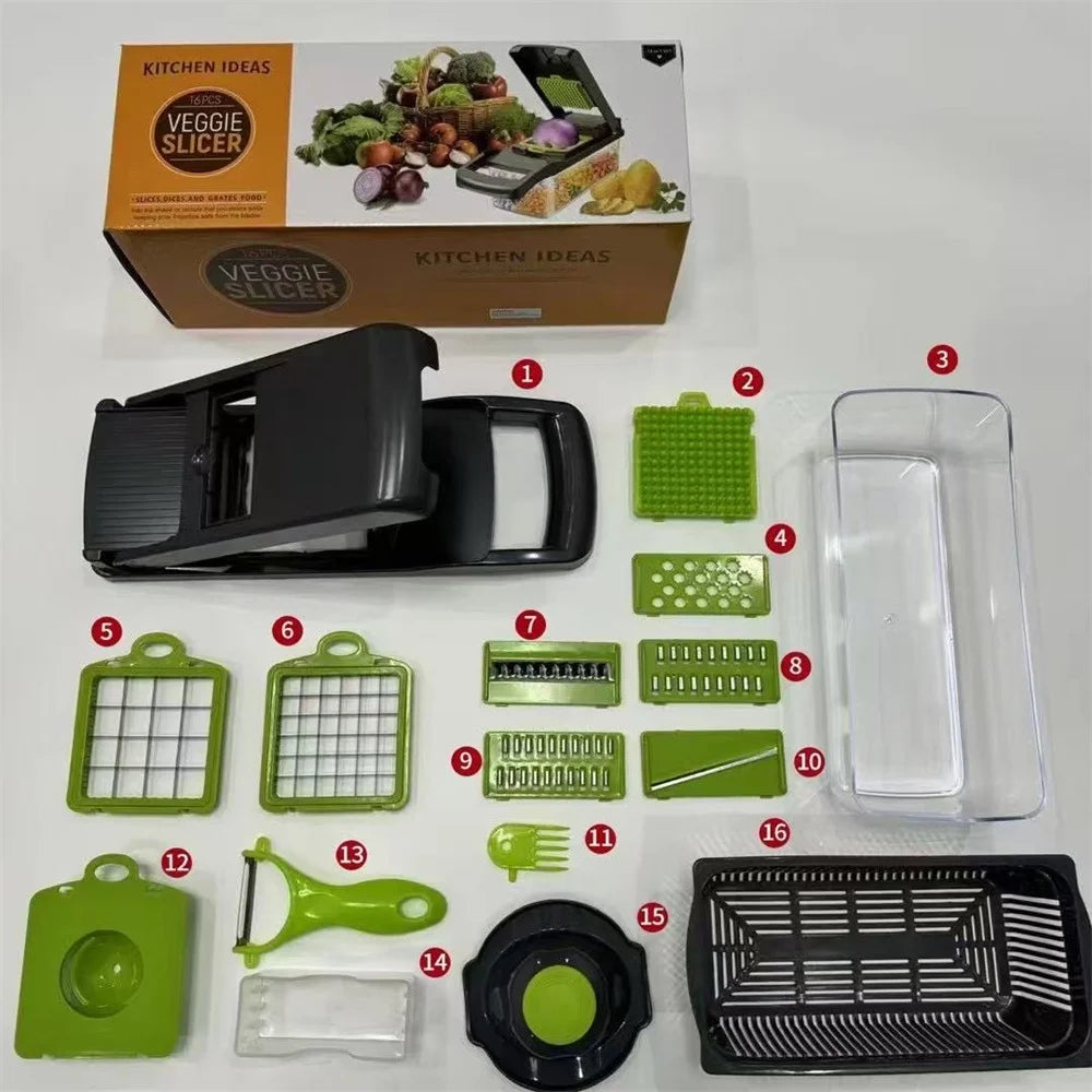 16-Piece Vegetable Slicer, Grater & Peeler Set | Kitchen Tool Vegetable Slicer Set SPOT