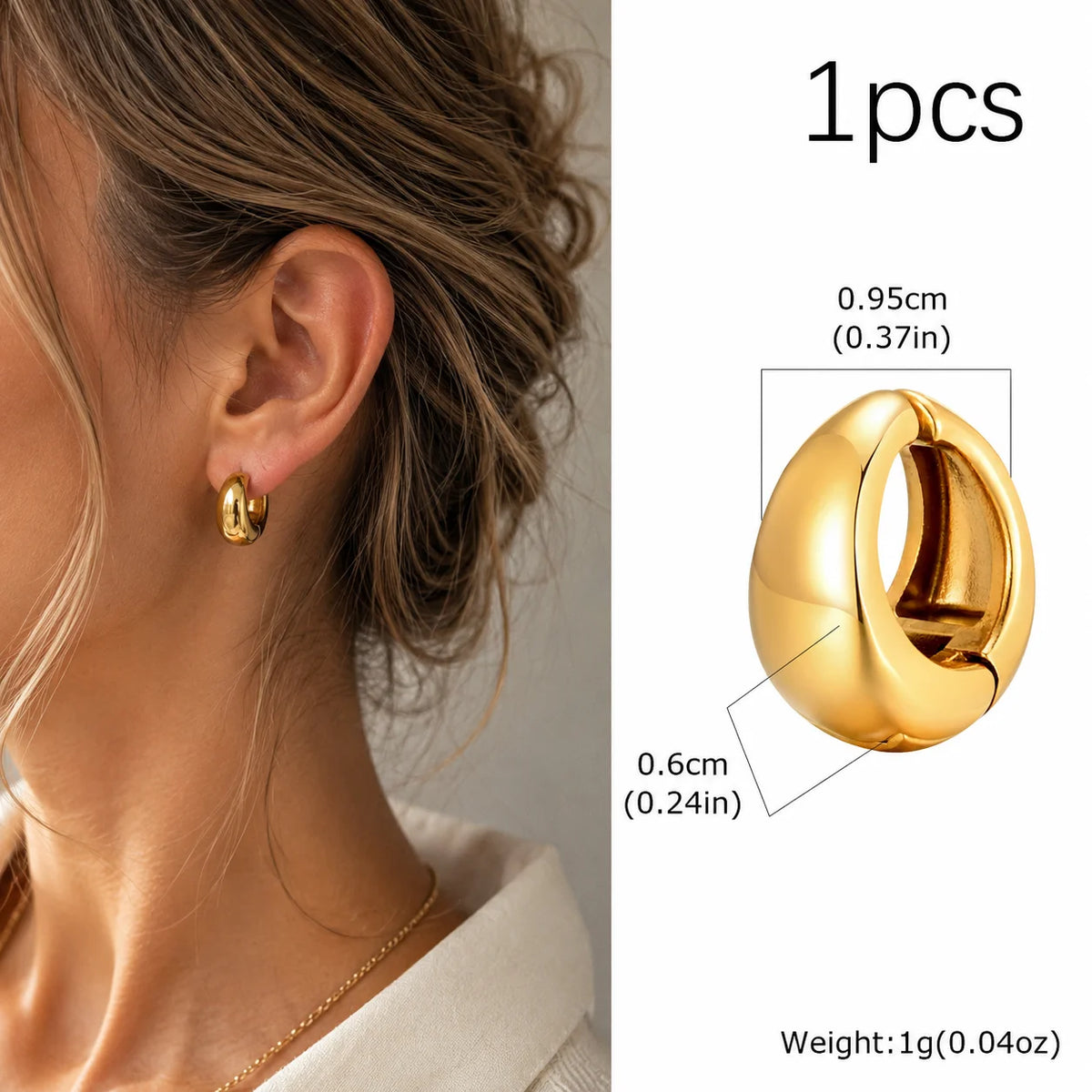 Thick Ear Cuff – Non-Piercing Clip-On Cartilage Earring Clip-On Ear Cuff SPOT EH-739G01-1