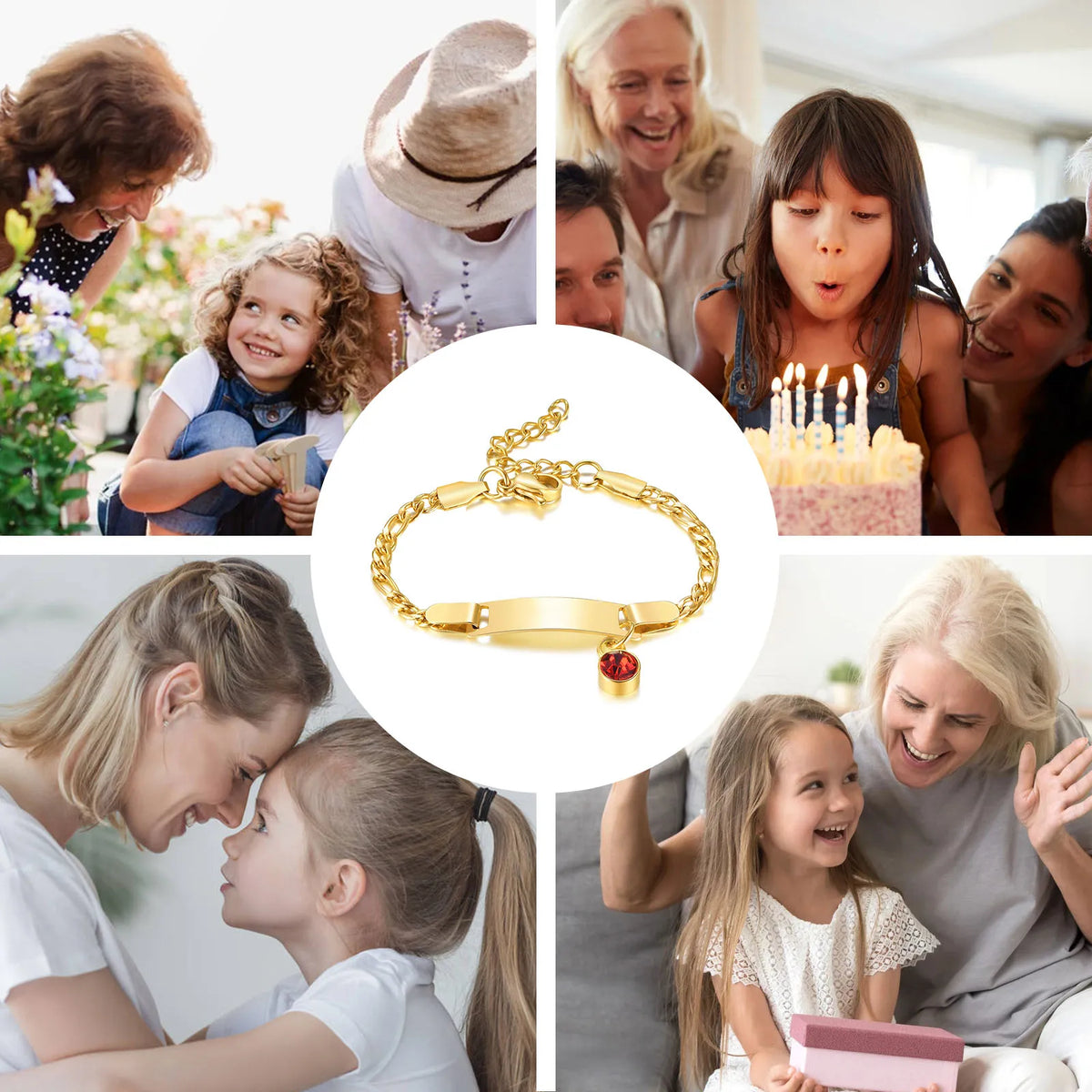 Kids Personalized Birthstone ID Name Bracelet – Stainless Steel Kids ID Bracelet SPOT