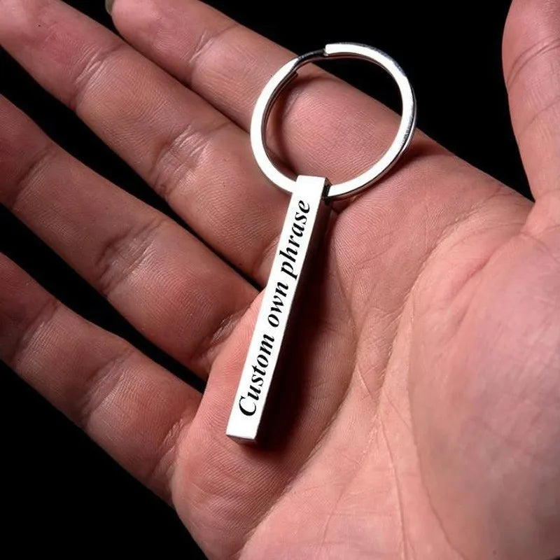 Custom 4-Side Engraved Bar Keychain – Personalized Name Gift Personalized Keychain SPOT