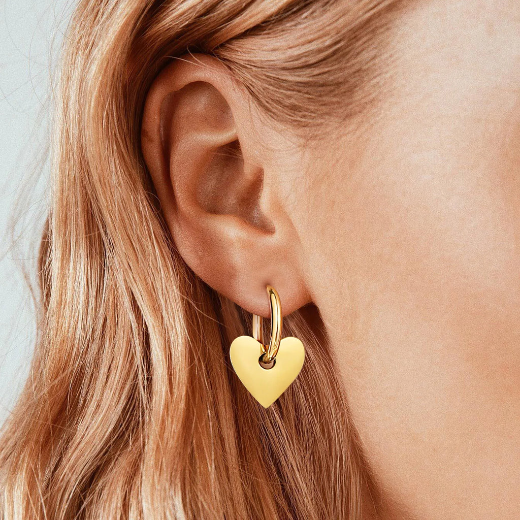 Gold Heart Hoop Earrings – Stainless Steel Huggies for Women Hoop Earrings SPOT