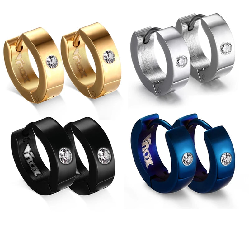 Stainless Steel Huggie Hoop Earrings – Rock Punk, Men & Women Huggie Hoop Earrings SPOT
