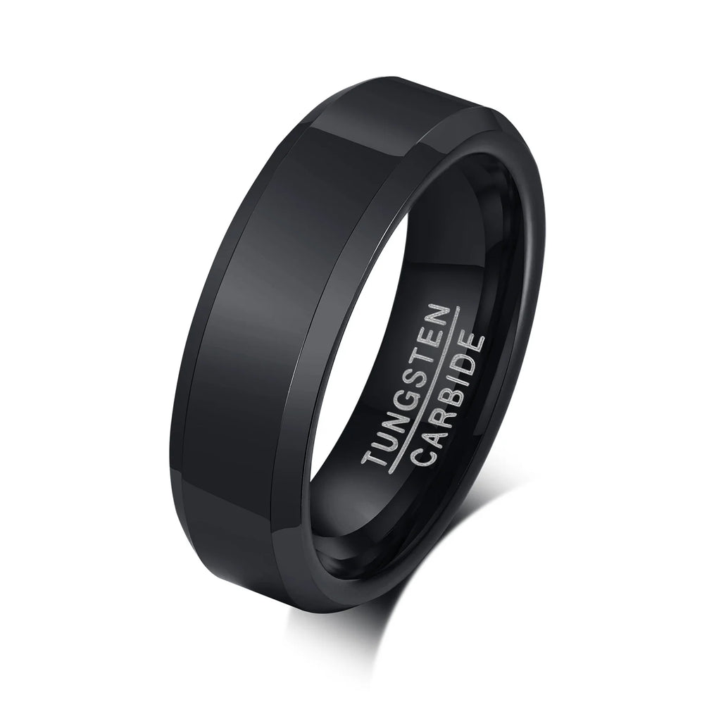 Meaeguet Black Tungsten Carbide Wedding Band for Men 6mm Tungsten Wedding Band SPOT TCR013B 7