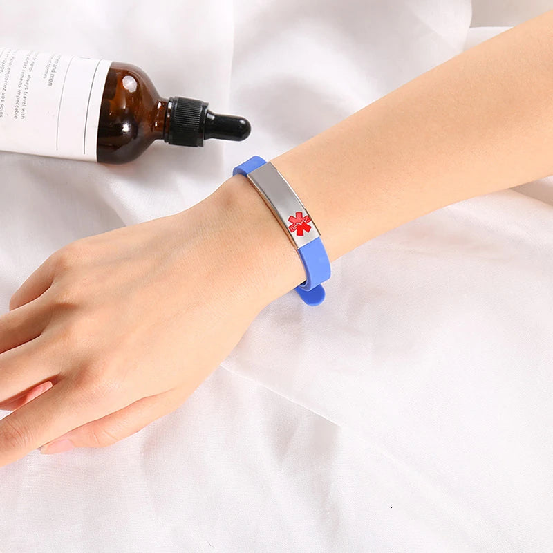 Custom Engraved ICE ID Bracelet – Silicone & Stainless Steel Engraved ID Bracelet SPOT