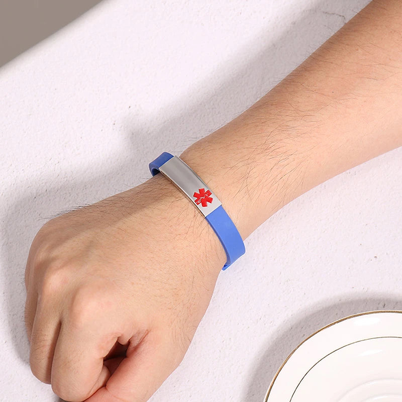 Custom Engraved ICE ID Bracelet – Silicone & Stainless Steel Engraved ID Bracelet SPOT