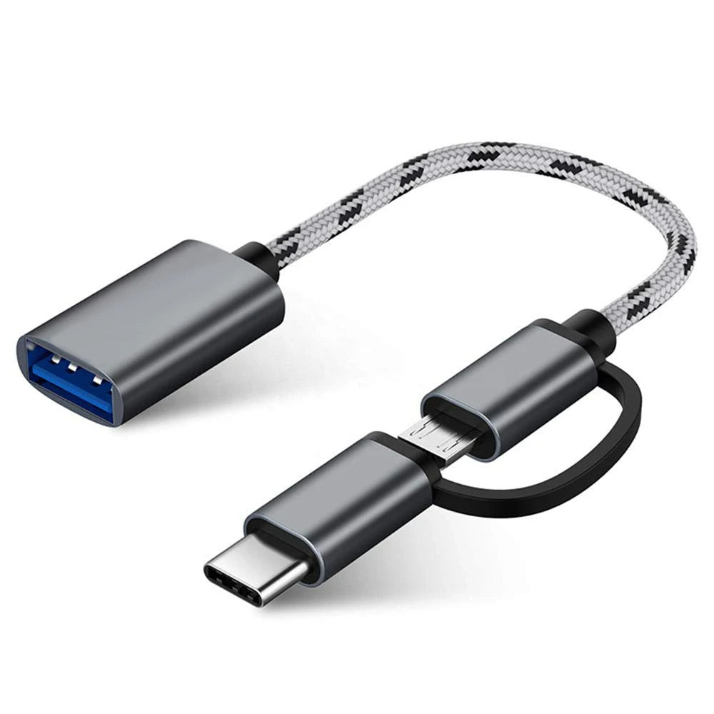 2-in-1 USB 3.0 OTG Adapter – Type-C & Micro USB Cable USB OTG Adapter SPOT Gray