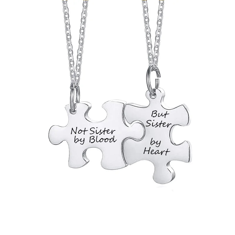 Custom Engraved Puzzle Necklace Set – BFF & Family Gift Personalized Pendant Necklace SPOT