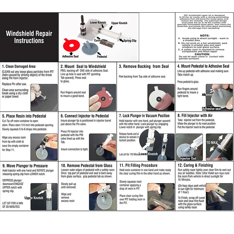 DIY Windshield Repair Kit – Auto Glass Chip & Crack Fixer Windshield Repair Kit SPOT