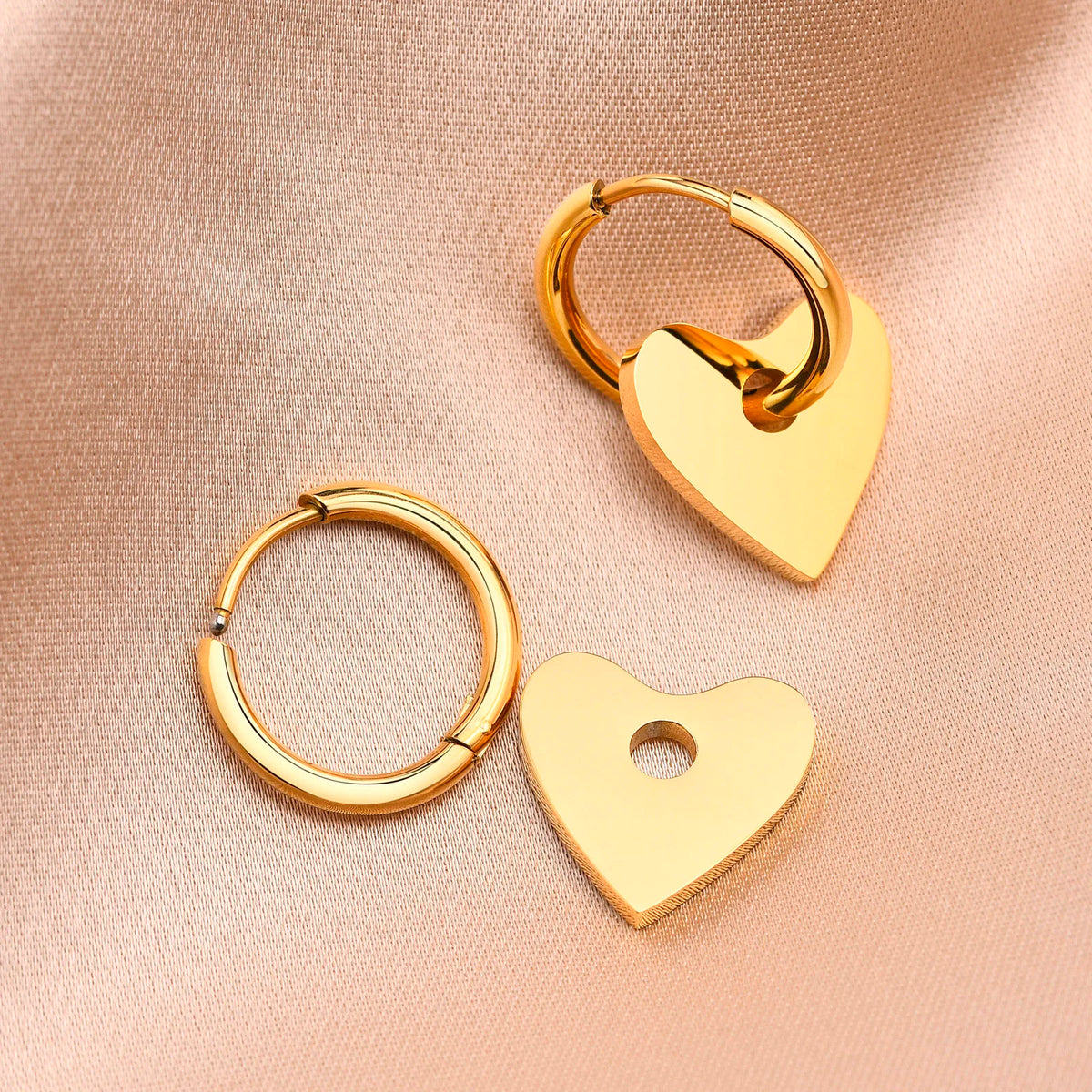 Gold Heart Hoop Earrings – Stainless Steel Huggies for Women Hoop Earrings SPOT