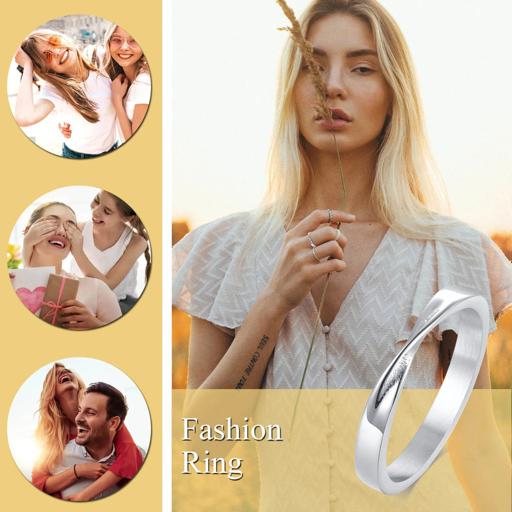 Mobius Twist Wedding Ring Women – Stainless Steel Band Wedding Band Ring SPOT
