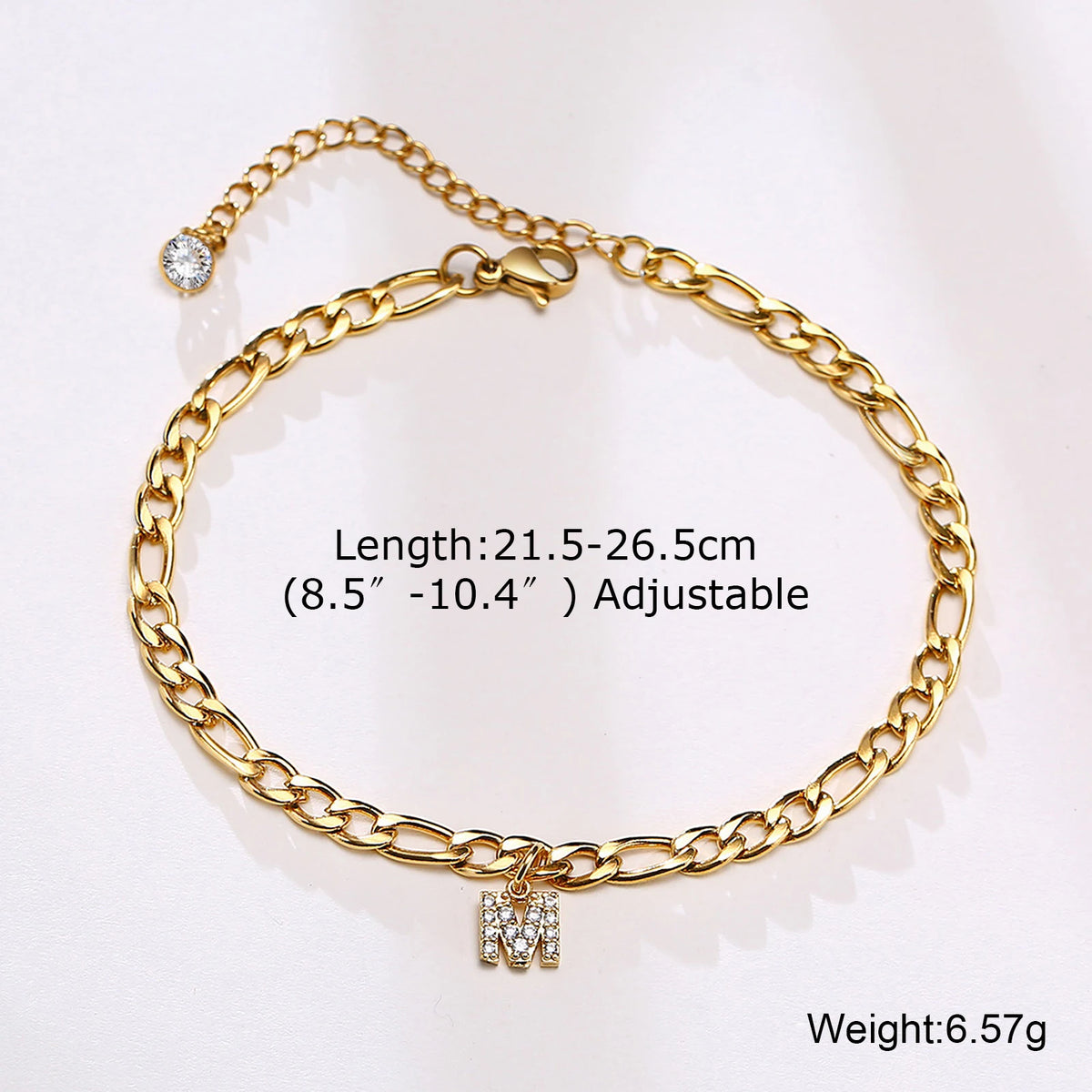 Crystal Initial Letter Anklet – Cuban Link Stainless Steel Initial Letter Anklet SPOT