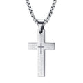 Men's Stainless Steel Crucifix Cross Pendant Necklace | Link Chain Cross Pendant Necklace SPOT Silver Color