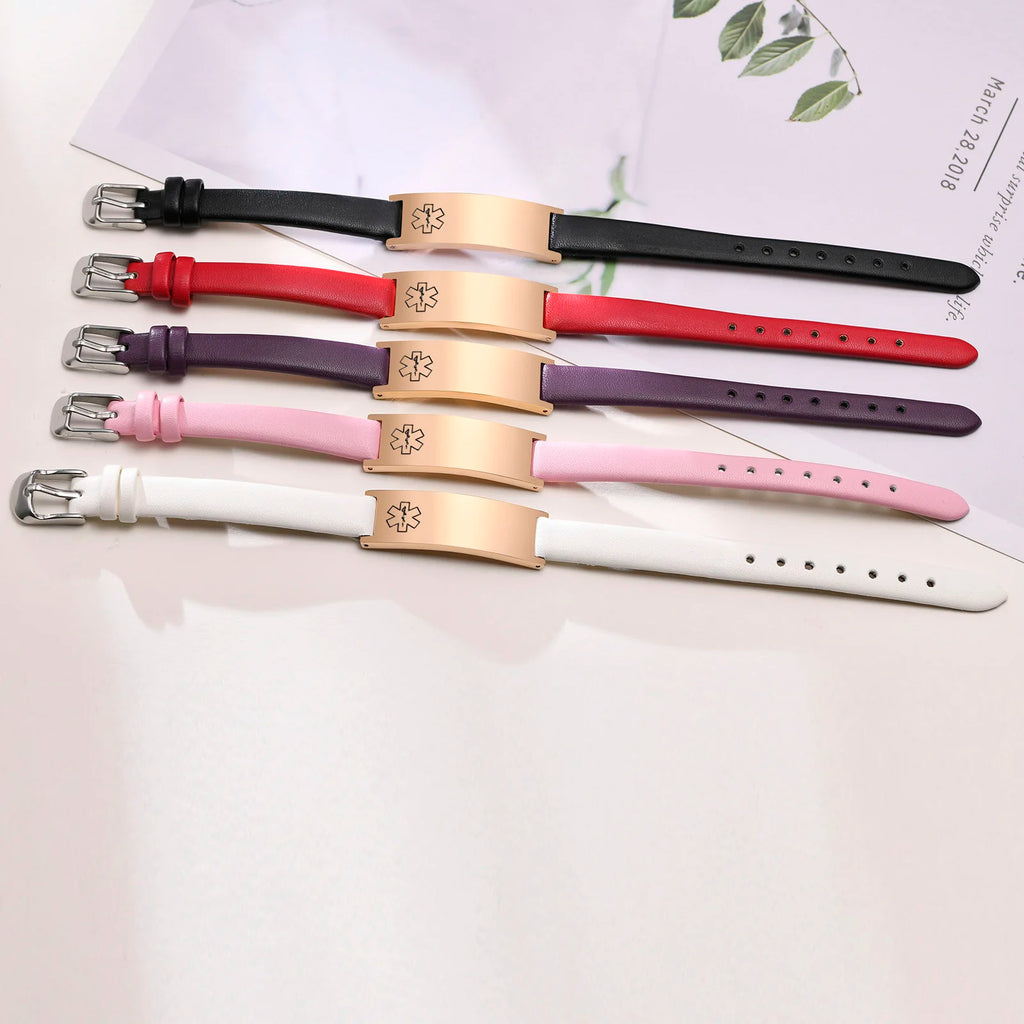 Custom Engraved Medical Alert ID Leather Wrap Bracelet | Meaeguet Medical ID Bracelet SPOT