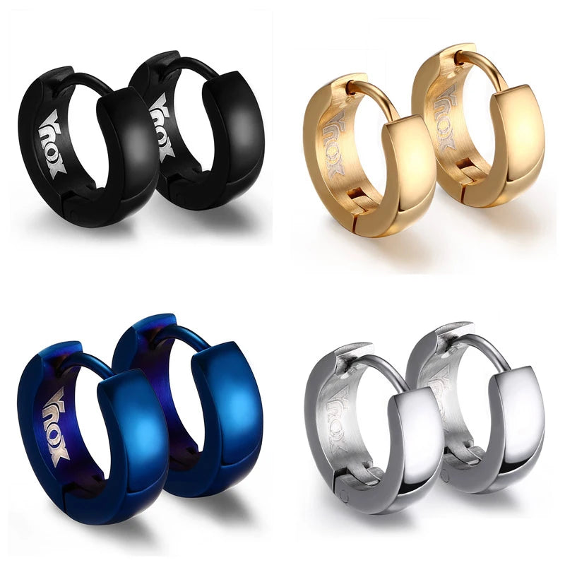 Stainless Steel Huggie Hoop Earrings – Rock Punk, Men & Women Huggie Hoop Earrings SPOT