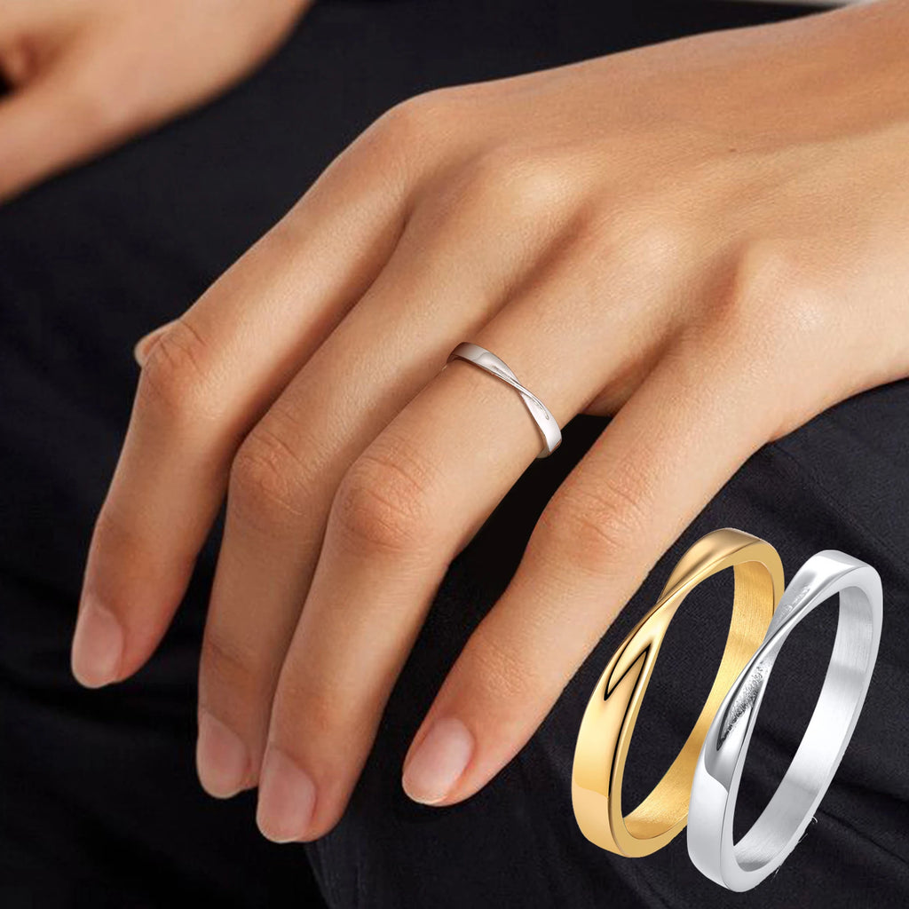 Mobius Twist Wedding Ring Women – Stainless Steel Band Wedding Band Ring SPOT