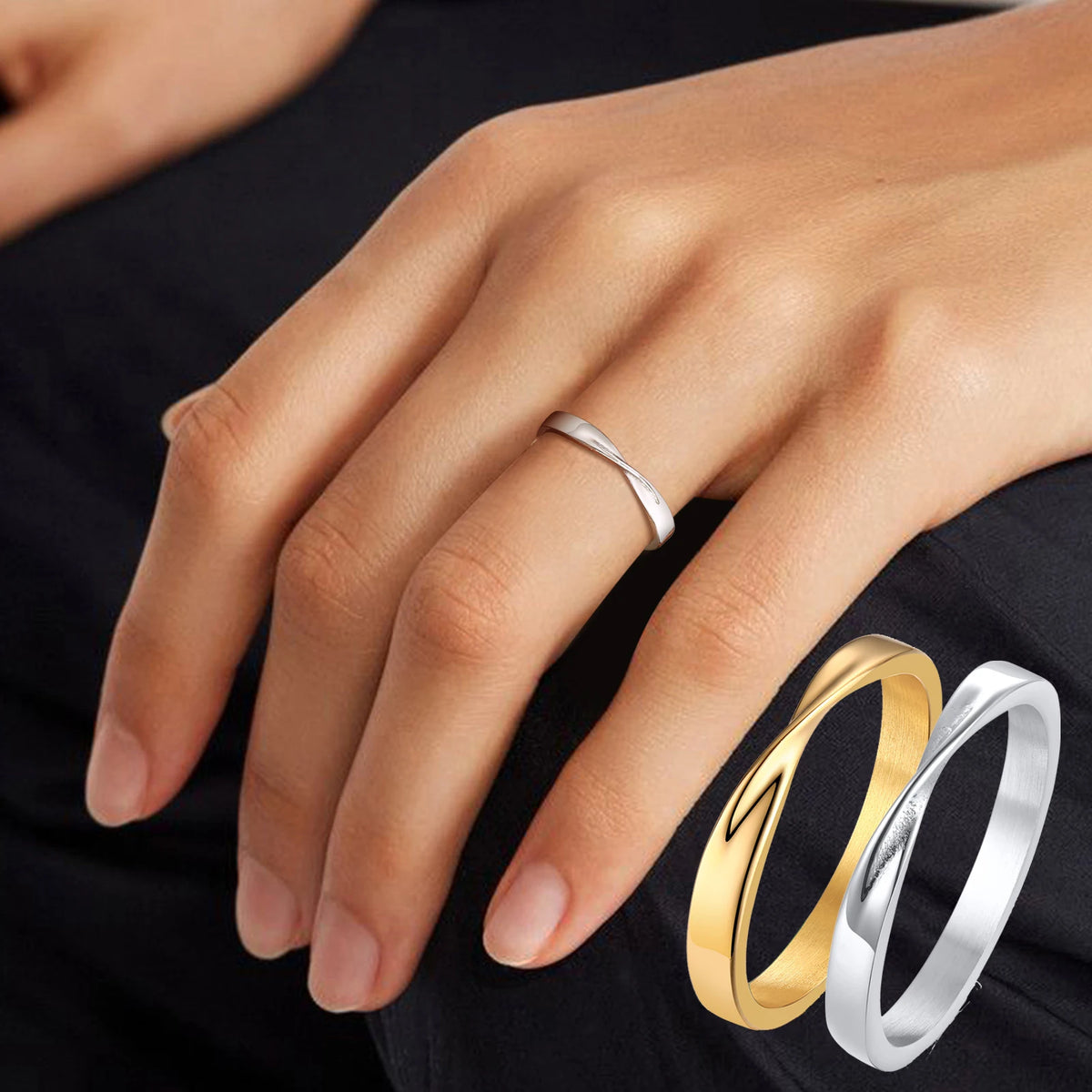 Mobius Twist Wedding Ring Women – Stainless Steel Band Wedding Band Ring SPOT