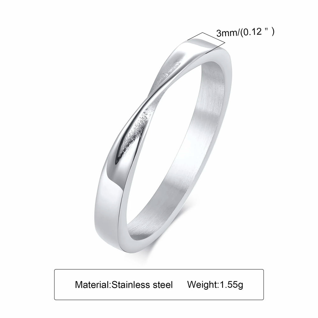 Mobius Twist Wedding Ring Women – Stainless Steel Band Wedding Band Ring SPOT