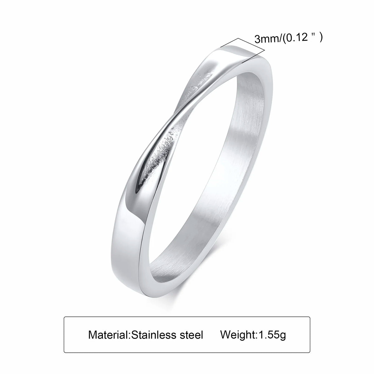 Mobius Twist Wedding Ring Women – Stainless Steel Band Wedding Band Ring SPOT