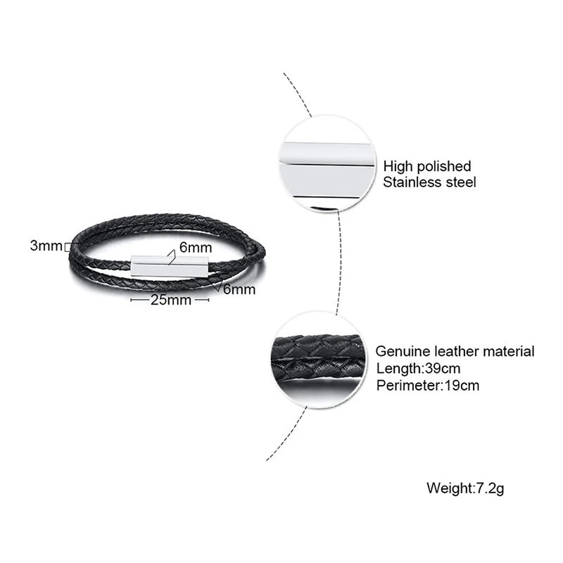 Personalized Leather Braided Bracelet – Custom Name Engraved Custom Engraved Bracelet SPOT