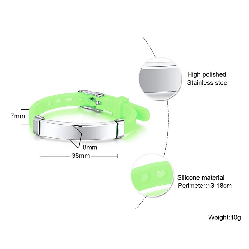 Custom Engraved Silicone ID Bracelet – Personalized Name Tag Custom ID Bracelet SPOT