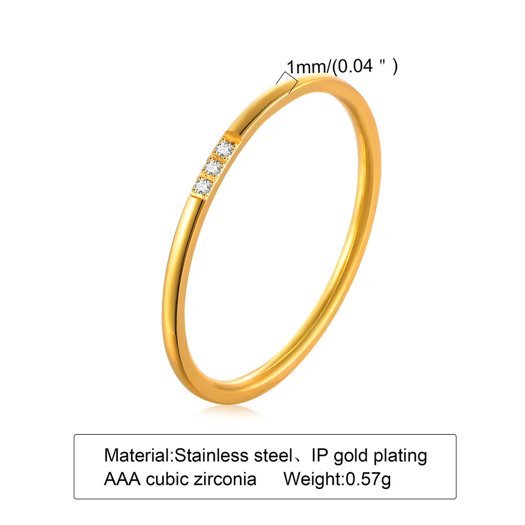Meaeguet 1mm Stackable CZ Ring | 18K Gold Minimalist Band Stackable CZ Ring SPOT