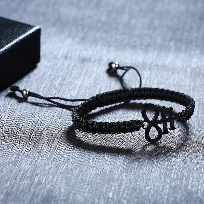 Meaeguet Seal of Lucifer Black Braided Charm Bracelet for Men Charm Bracelet SPOT
