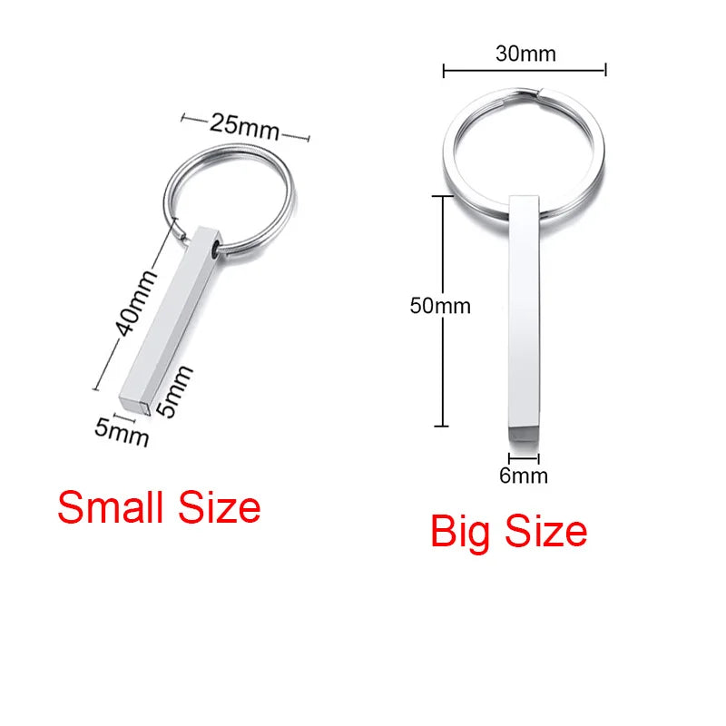 Custom Engraved 3D Bar Keychain – Stainless Steel Coordinates Personalized Keychain SPOT