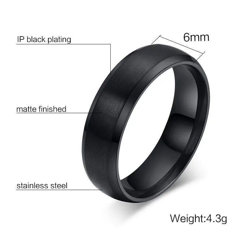 Engraved Black Titanium Wedding Band 6mm | Sizes 4–14 Wedding Band Ring SPOT