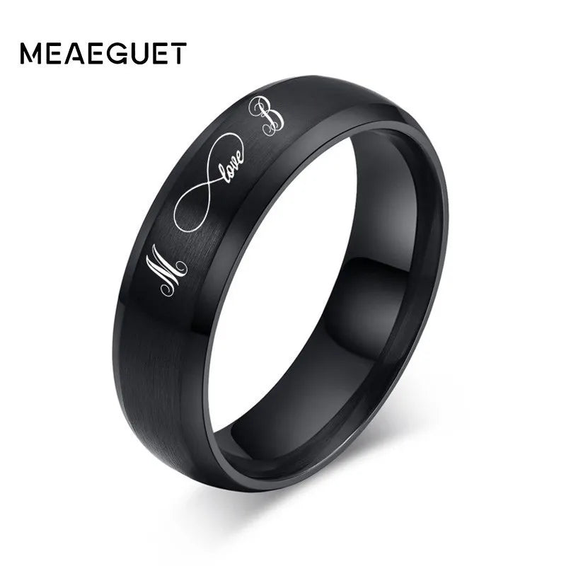 Engraved Black Titanium Wedding Band 6mm | Sizes 4–14 Wedding Band Ring SPOT