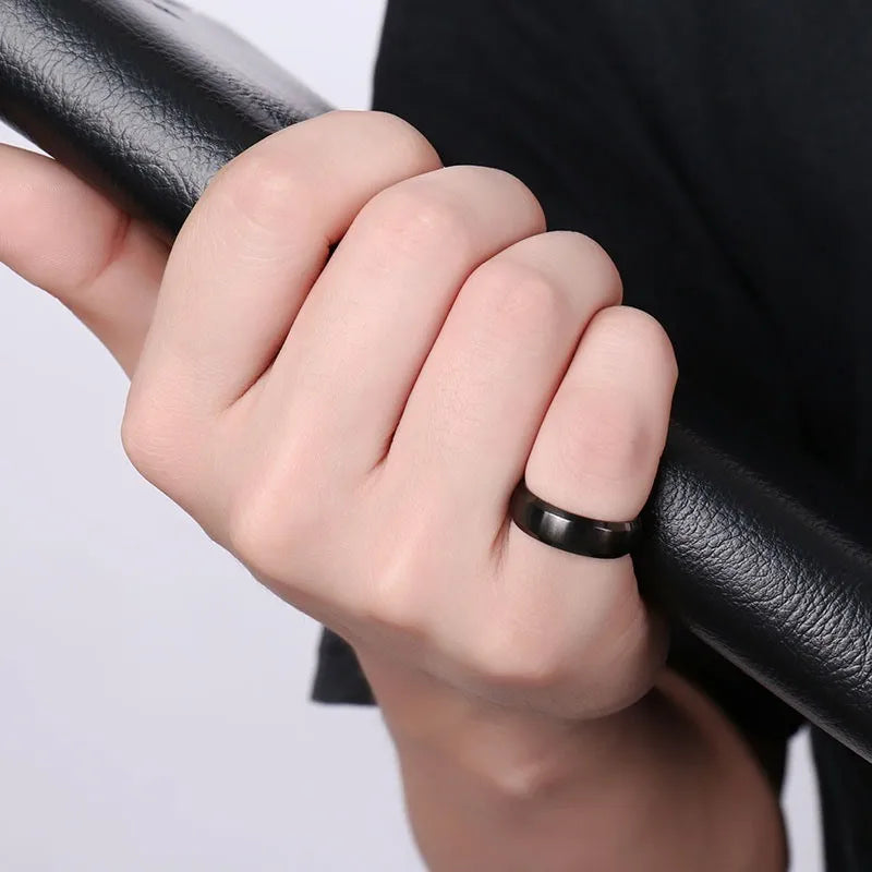 Engraved Black Titanium Wedding Band 6mm | Sizes 4–14 Wedding Band Ring SPOT