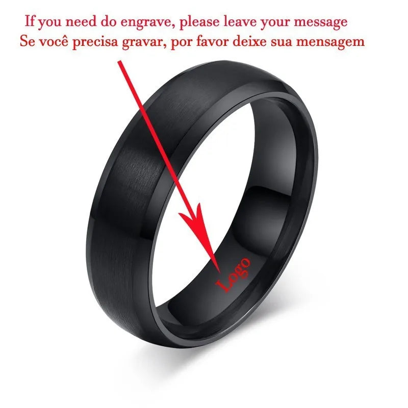Engraved Black Titanium Wedding Band 6mm | Sizes 4–14 Wedding Band Ring SPOT