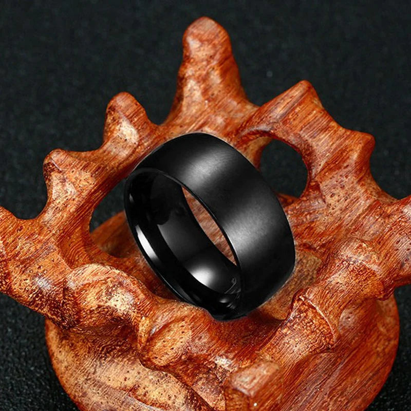 Matte Black Titanium Ring – Classic Wedding Band, Sizes 6–14 Titanium Ring SPOT