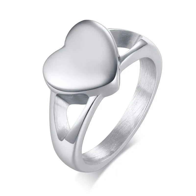 Women's Personalized Heart Name Ring – Stainless Steel Personalized Ring SPOT no engraving silver 7
