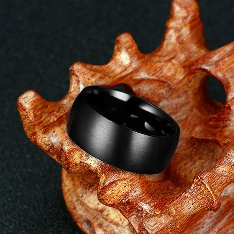 Matte Black Titanium Ring – Classic Wedding Band, Sizes 6–14 Titanium Ring SPOT