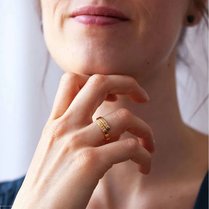 Personalized Dual Name Ring – Custom Double Layer Women's Ring Custom Name Ring SPOT