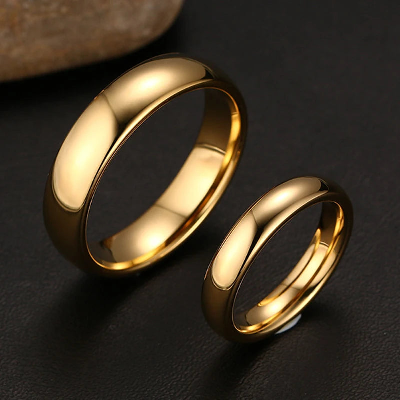 Tungsten Carbide Couple Wedding Rings – 18K Gold-Plated Bands Couple Wedding Rings SPOT